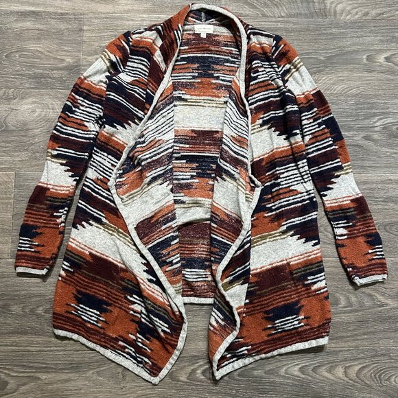 Lucky Brand Sweaters - Lucky Brand Size Small Aztec Open Drape Cardigan Sweater Multicolor Knit Texture